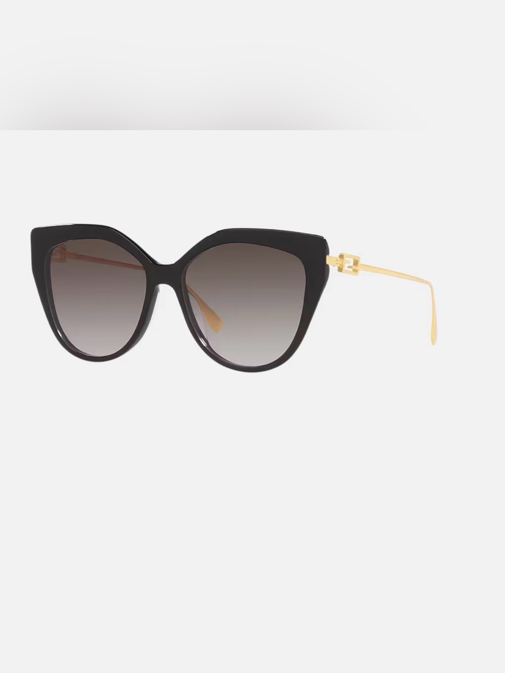 FENDI Black Cat-Eye Women's Sunglasses with Gold Temples